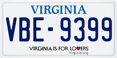VA license plate VBE9399