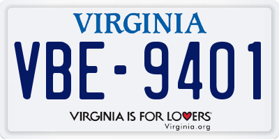 VA license plate VBE9401
