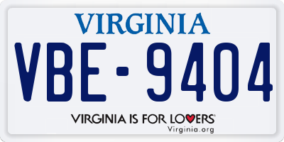 VA license plate VBE9404