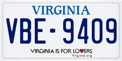 VA license plate VBE9409