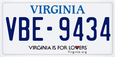 VA license plate VBE9434