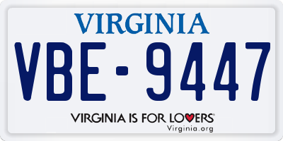 VA license plate VBE9447