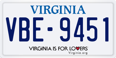 VA license plate VBE9451