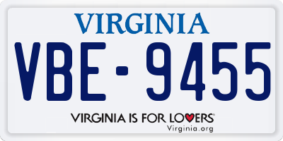 VA license plate VBE9455