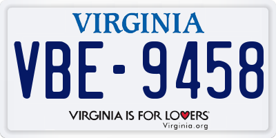 VA license plate VBE9458