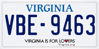 VA license plate VBE9463