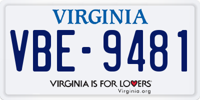 VA license plate VBE9481