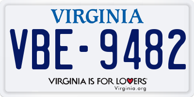 VA license plate VBE9482