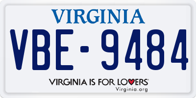 VA license plate VBE9484
