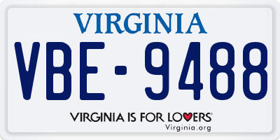 VA license plate VBE9488