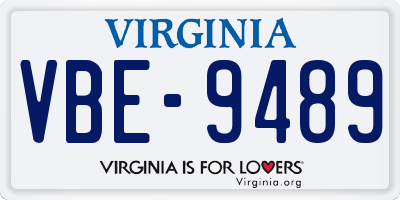 VA license plate VBE9489