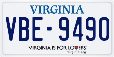 VA license plate VBE9490