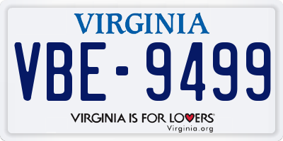 VA license plate VBE9499