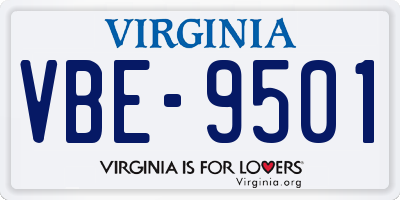 VA license plate VBE9501