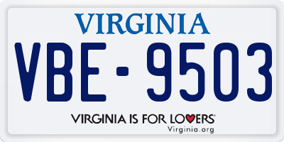 VA license plate VBE9503