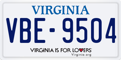 VA license plate VBE9504