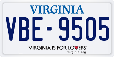 VA license plate VBE9505