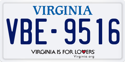 VA license plate VBE9516