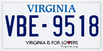 VA license plate VBE9518