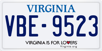 VA license plate VBE9523