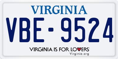VA license plate VBE9524