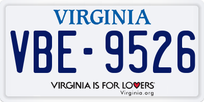 VA license plate VBE9526