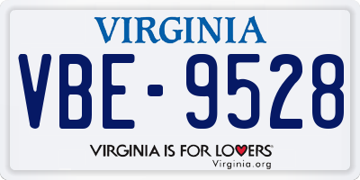VA license plate VBE9528