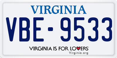 VA license plate VBE9533