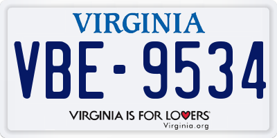 VA license plate VBE9534
