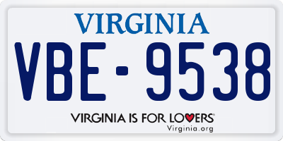 VA license plate VBE9538