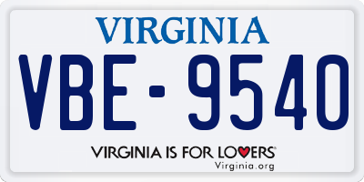 VA license plate VBE9540