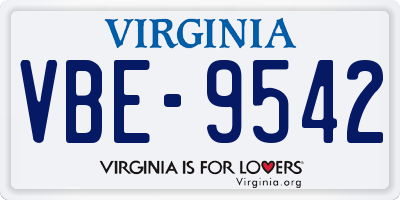 VA license plate VBE9542