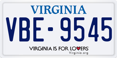 VA license plate VBE9545