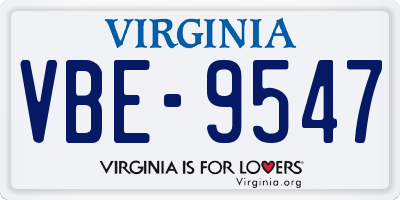 VA license plate VBE9547