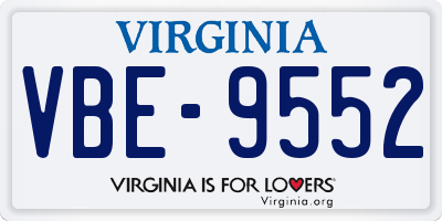 VA license plate VBE9552