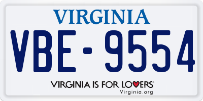 VA license plate VBE9554