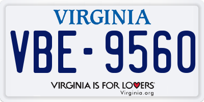 VA license plate VBE9560