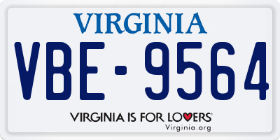 VA license plate VBE9564