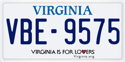 VA license plate VBE9575