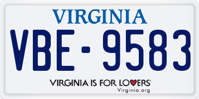 VA license plate VBE9583