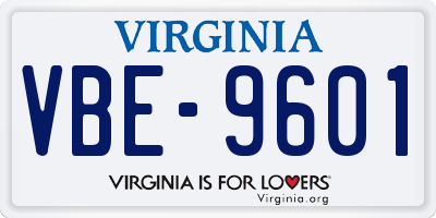 VA license plate VBE9601
