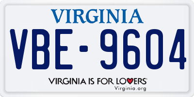 VA license plate VBE9604