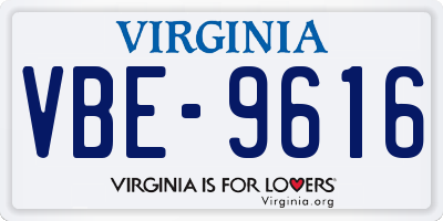 VA license plate VBE9616