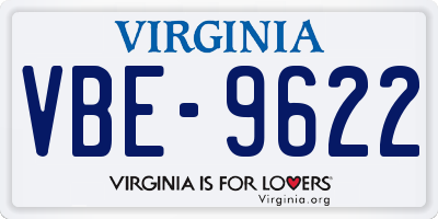 VA license plate VBE9622