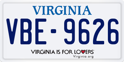 VA license plate VBE9626
