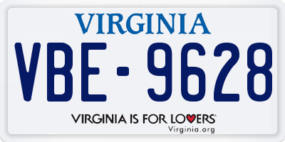 VA license plate VBE9628