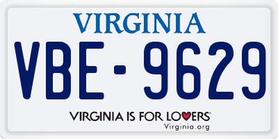 VA license plate VBE9629