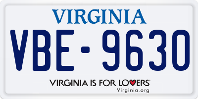 VA license plate VBE9630