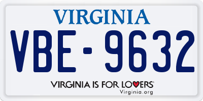 VA license plate VBE9632