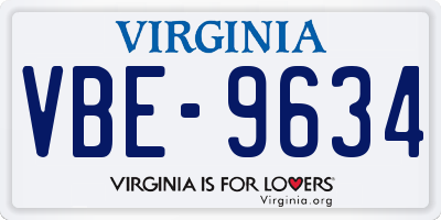 VA license plate VBE9634